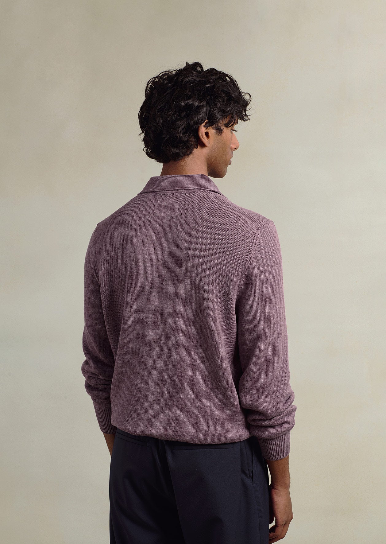 Knitted Long Sleeve Polo